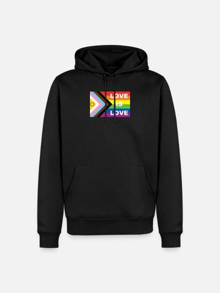 LOVE IS LOVE - Männer Premium Bio Hoodie - Schwarz