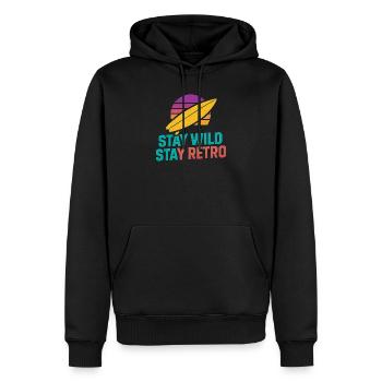 Stay Wild Stay Retro Surf - Männer Premium Bio Hoodie - Schwarz - Vorne - Nico (187cm)