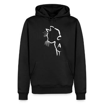 Weiße Katzensilhouette - Männer Premium Bio Hoodie - Schwarz - Vorne - Nico (187cm)