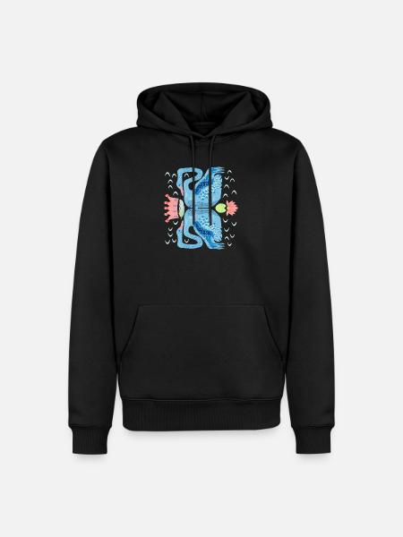 Elegante Blaue Schwäne mit Wasserlilien - Männer Premium Bio Hoodie - Schwarz
