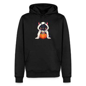 Chat d’Halloween avec citrouille d’Halloween - Sweat à capuche Premium bio Homme - noir - Devant - Nico (187cm)