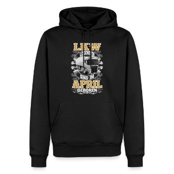 Anniversaire de chauffeur de camion Avril - Sweat à capuche Premium bio Homme - noir - Devant - Nico (187cm)
