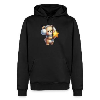 Gemütlicher Bär mit Star Wish - Männer Premium Bio Hoodie - Schwarz - Vorne - Nico (187cm)