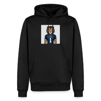 Imprimé du maillot mascotte du Tigre - Sweat à capuche Premium bio Homme - noir - Devant - Nico (187cm)