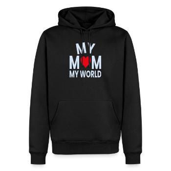 Meine Mama Mein Weltherz - Männer Premium Bio Hoodie - Schwarz - Vorne - Nico (187cm)