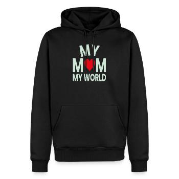 My Mother My World Heart - Men’s Premium Organic Hoodie - black - Front - Nico (187cm)