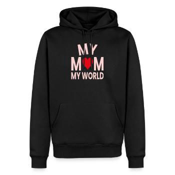 My mother my world - Men’s Premium Organic Hoodie - black - Front - Nico (187cm)