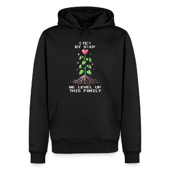 Schritt für Schritt: Level Up Familie | Patchwork - Männer Premium Bio Hoodie - Schwarz - Vorne - Nico (187cm)