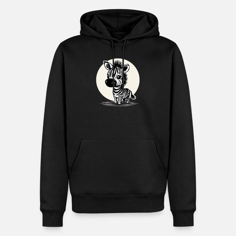 Zèbre mignon – Motif d’animal mignon - Sweat à capuche Premium bio Homme - noir