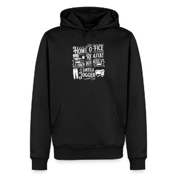 Homeoffice Realität: Jogging statt Anzug - Männer Premium Bio Hoodie - Schwarz - Vorne - Nico (187cm)