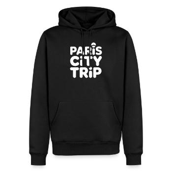 Voyage à Paris en France - Sweat à capuche Premium bio Homme - noir - Devant - Nico (187cm)