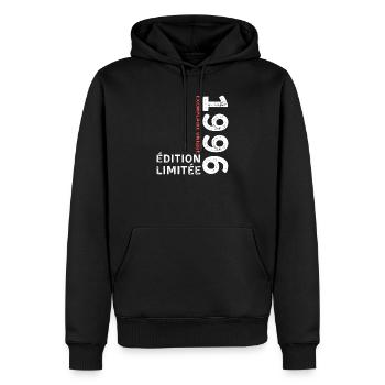1996 vintage typographic style - Men’s Premium Organic Hoodie - black - Front - Nico (187cm)
