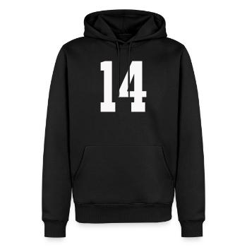 14- - Sweat à capuche Premium bio Homme - noir - Devant - Nico (187cm)