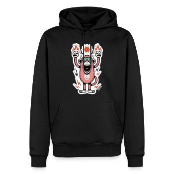 Affe mit Flammen und erhobenen Fäusten - Männer Premium Bio Hoodie - Schwarz - Vorne - Nico (187cm)