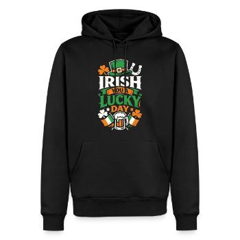 Irlandais Tu as une journée de chance | Le jeu de mots sur saint Patrick - Sweat à capuche Premium bio Homme - noir - Devant - Nico (187cm)