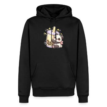 Panda Bubble Tea Kuschelmotiv - Männer Premium Bio Hoodie - Schwarz - Vorne - Nico (187cm)