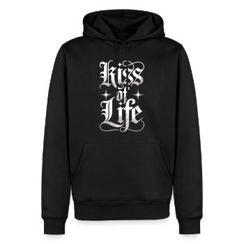 T-shirt Kiss of Life – Déclaration en lettres gothiques - Sweat à capuche Premium bio Homme - noir - Devant - Nico (187cm)