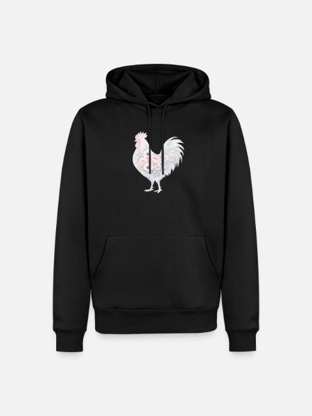 Hahn Blumen Aquarell - Männer Premium Bio Hoodie - Schwarz