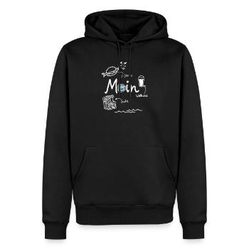 MOIN Luxus Urlaub ironisch minimalistisch Meer - Männer Premium Bio Hoodie - Schwarz - Vorne - Nico (187cm)