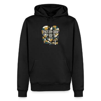 Impression patchwork - Sweat à capuche Premium bio Homme - noir - Devant - Nico (187cm)