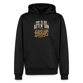 Hör nicht auf den Klatsch - Männer Premium Bio Hoodie - Schwarz - Vorne - Nico (187cm)