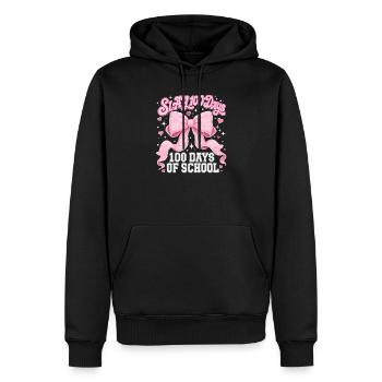 Coquette rose à nœud papillon Slay 100 Day School - Sweat à capuche Premium bio Homme - noir - Devant - Nico (187cm)