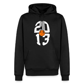 13E ANNIVERSAIRE DU BASKETBALL VINTAGE 2013 - Sweat à capuche Premium bio Homme - noir - Devant - Nico (187cm)