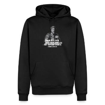 Citation stoïcienne de Marc Aurèle avec de la bière - Sweat à capuche Premium bio Homme - noir - Devant - Nico (187cm)