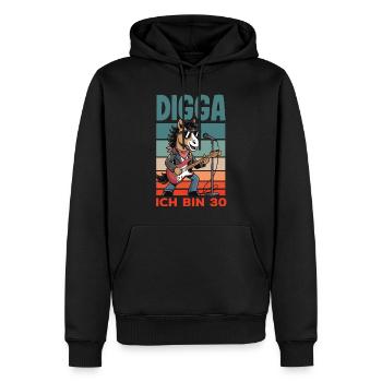 Digga Ich Bin 30 Pferd Rock - Männer Premium Bio Hoodie - Schwarz - Vorne - Nico (187cm)