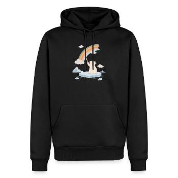 L’ours polaire peint un arc-en-ciel - Sweat à capuche Premium bio Homme - noir - Devant - Nico (187cm)