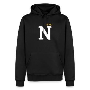N Monogramm mit Krone - Männer Premium Bio Hoodie - Schwarz - Vorne - Nico (187cm)