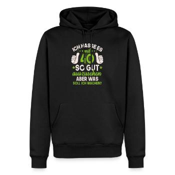40 Jahre Spruch lustig 40. Geburtstag Geschenk - Männer Premium Bio Hoodie - Schwarz - Vorne - Nico (187cm)
