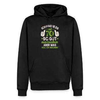 70 Jahre Spruch lustig 70 Geburtstag Geschenk - Männer Premium Bio Hoodie - Schwarz - Vorne - Nico (187cm)