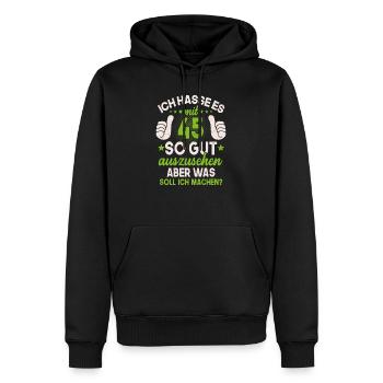 45 Jahre Spruch lustig 45 Geburtstag Geschenk - Männer Premium Bio Hoodie - Schwarz - Vorne - Nico (187cm)