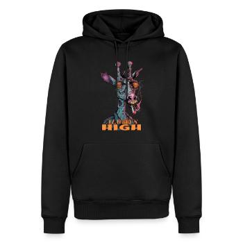 HIGH CANNABIS GIRAFFE STONED - Männer Premium Bio Hoodie - Schwarz - Vorne - Nico (187cm)