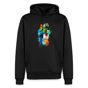 Perroquet peint - Sweat à capuche Premium bio Homme - noir - Devant - Nico (187cm)