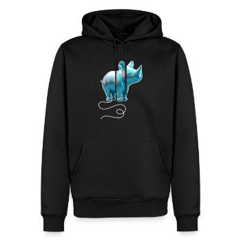 Ballon Rhino - Bleu - Sweat à capuche Premium bio Homme - noir - Devant - Nico (187cm)