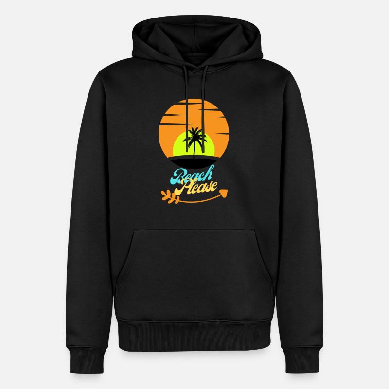 Beach Please Logo - Männer Premium Bio Hoodie - Schwarz