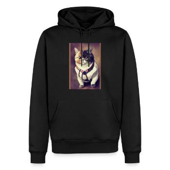 Cat Shorthair British Retro - Sweat à capuche Premium bio Homme - noir - Devant - Nico (187cm)