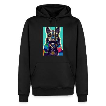 French Bulldog - Retro - Men’s Premium Organic Hoodie - black - Front - Nico (187cm)