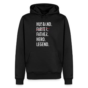 Mari Farter Père Héros Légende Fête des Pères - Sweat à capuche Premium bio Homme - noir - Devant - Nico (187cm)