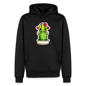 Cactus Mignon Kawaii - Sweat à capuche Premium bio Homme - noir - Devant - Nico (187cm)