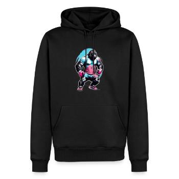 Boxe Boxeur Gorille - Sweat à capuche Premium bio Homme - noir - Devant - Nico (187cm)