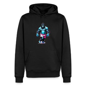 Boxe Boxeur Gorille - Sweat à capuche Premium bio Homme - noir - Devant - Nico (187cm)