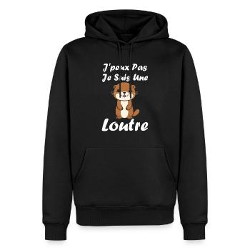 Humour petite loutre - Sweat à capuche Premium bio Homme - noir - Devant - Nico (187cm)