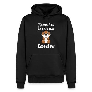 Humour petite loutre - Sweat à capuche Premium bio Homme - noir - Devant - Nico (187cm)