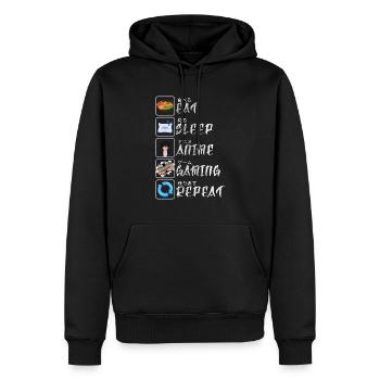 Anime & Gaming Lifestyle - 'Eat, Sleep, Anime - Men’s Premium Organic Hoodie - black - Front - Nico (187cm)