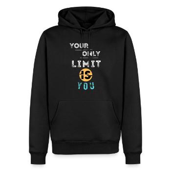 YOUR OWN LIMIT IS YOU - Men’s Premium Organic Hoodie - black - Front - Nico (187cm)