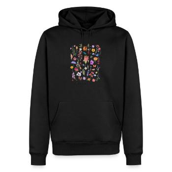 T-shirt floral Bloom with Grace - Collection Natur - Men’s Premium Organic Hoodie - black - Front - Nico (187cm)