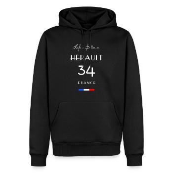 Life in HÉRAULT Number 34 Occitania France - Sweat à capuche Premium bio Homme - noir - Devant - Nico (187cm)